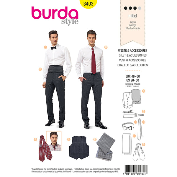 Pattern, Burda, 3403, Men's Vest