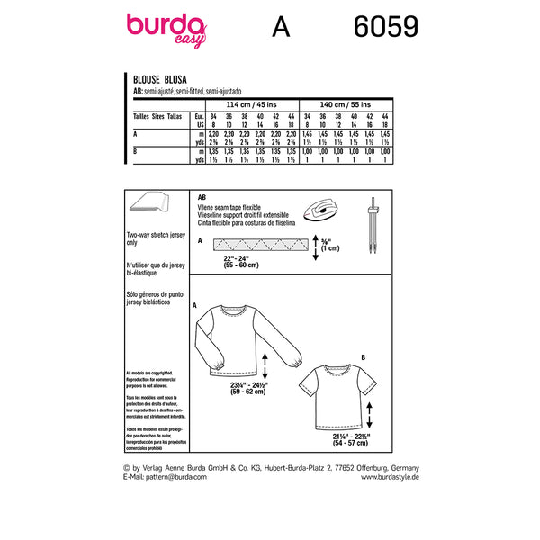 Pattern, Burda, 6059, Jersey Top