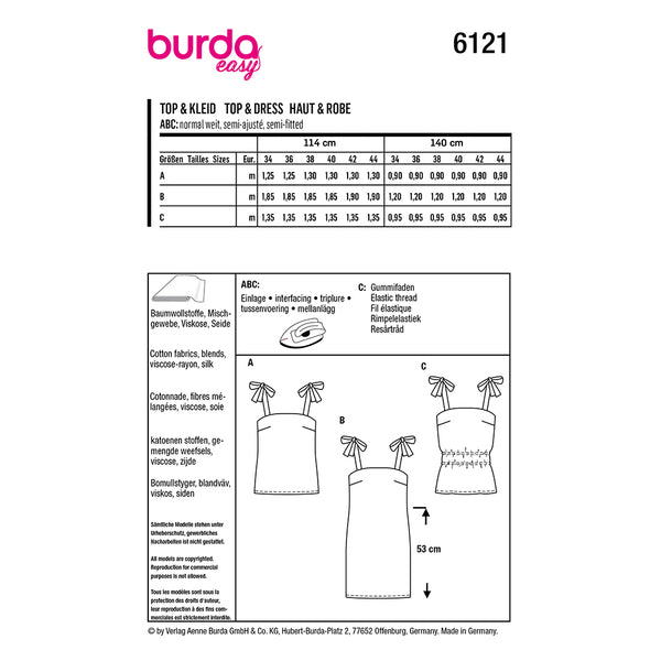 Pattern, Burda, 6121, Top, Dress