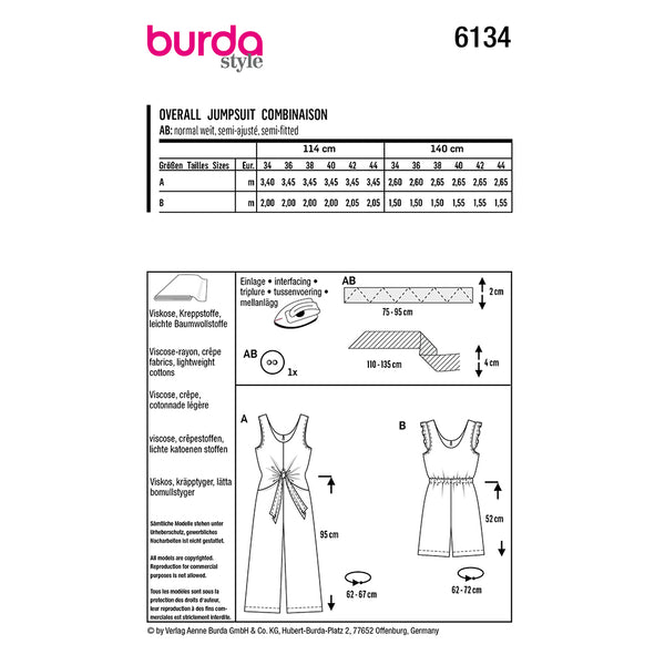 Pattern, Burda, 6134, Jumpsuit