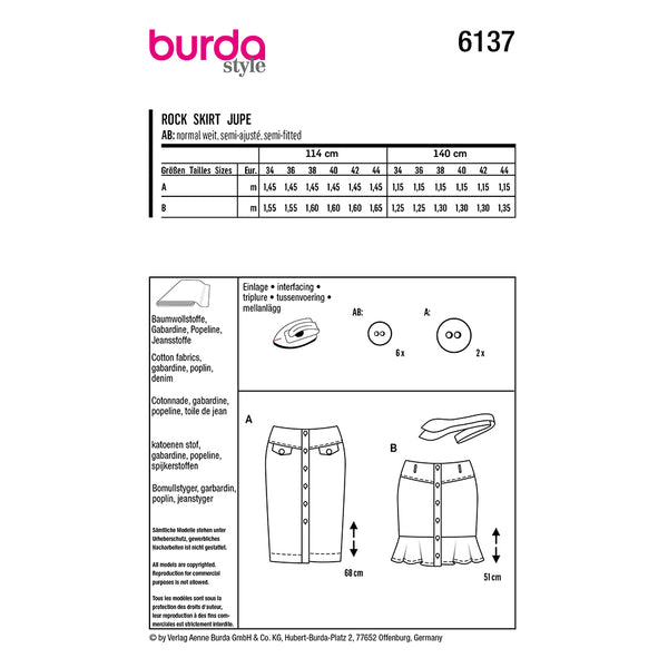 Pattern, Burda, 6137, Skirt