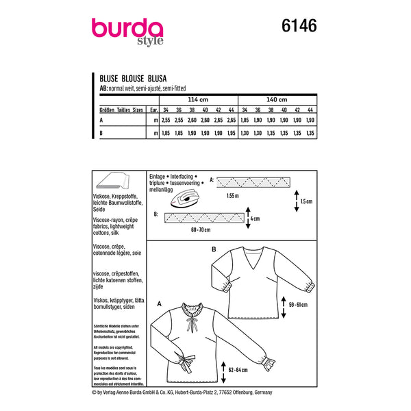 Pattern, Burda, 6146, Blouse