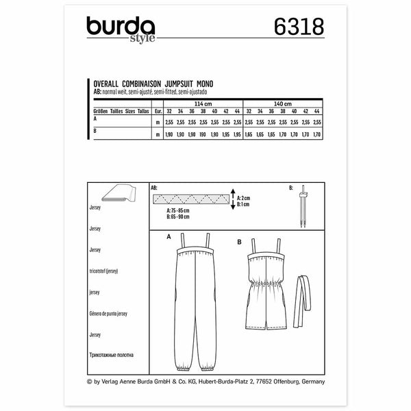 Pattern, Burda, 6318, Jumpsuit with Band and Straps