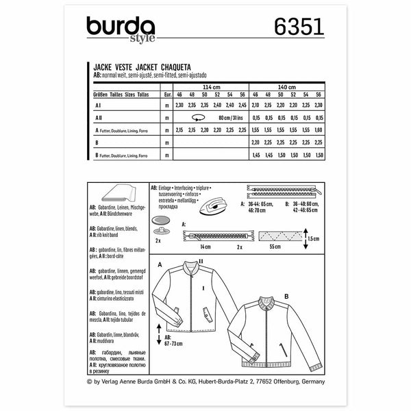 Pattern, Burda, 6351, Men's Classic Blouson Jacket