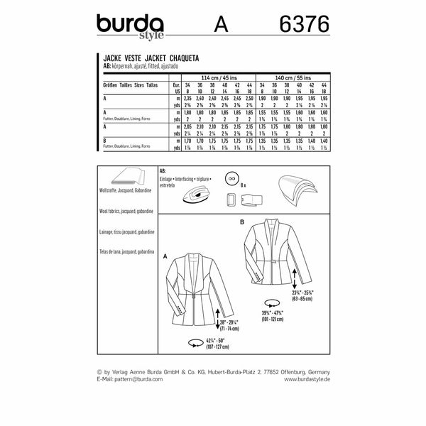 Pattern, Burda, 6376, Couture Blazer with an Interesting Collar