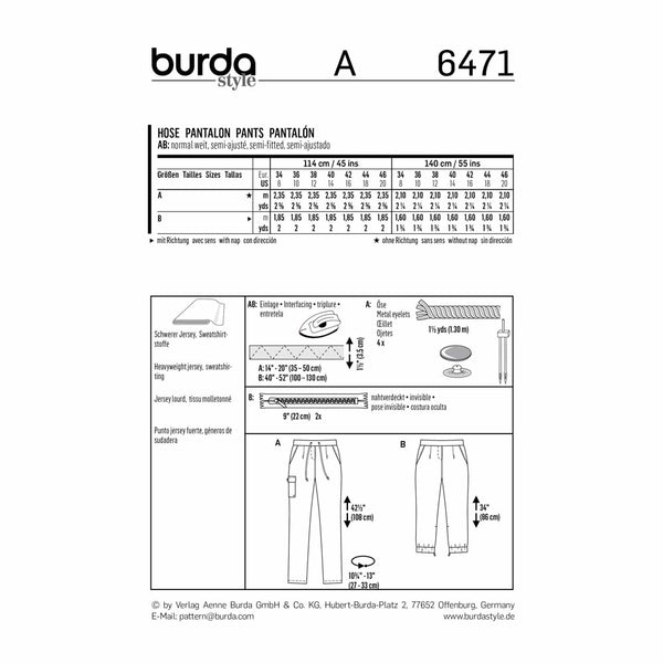 Pattern, Burda, 6471, Pants