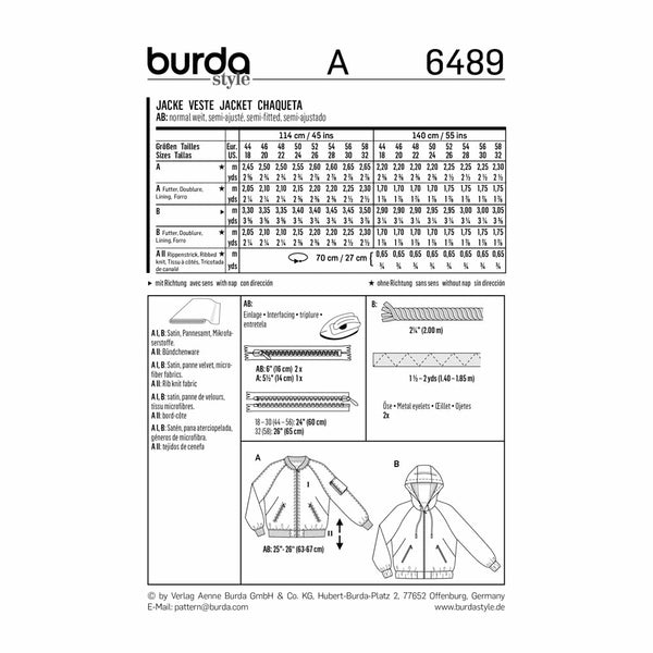 Pattern, Burda, 6489, Ladies Coat