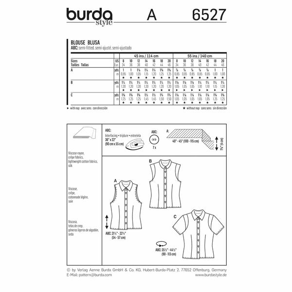 Pattern, Burda, 6527, Blouse