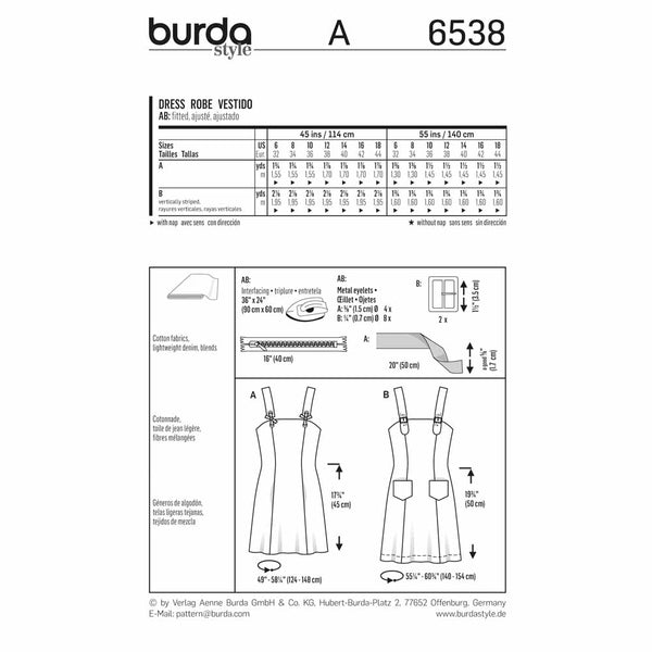 Pattern, Burda, 6538, Ladies Dress