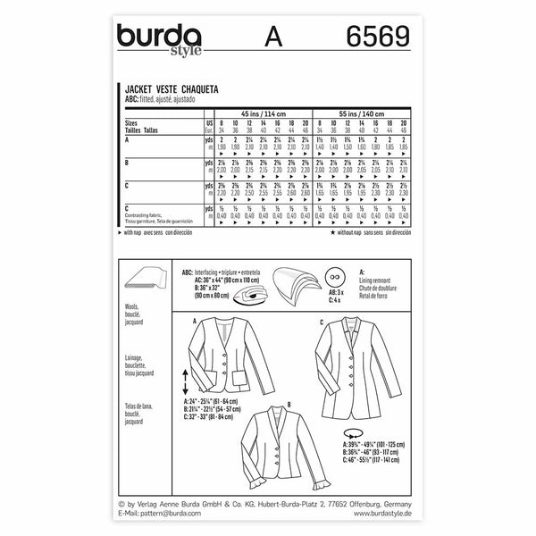 Pattern, Burda, 6569, Ladies Jacket