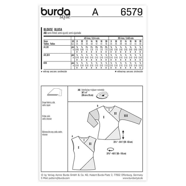 Pattern, Burda, 6579, Ladies Blouse