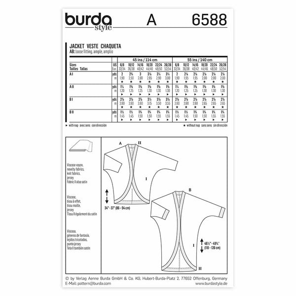 Pattern, Burda, 6588, Ladies Cover-up