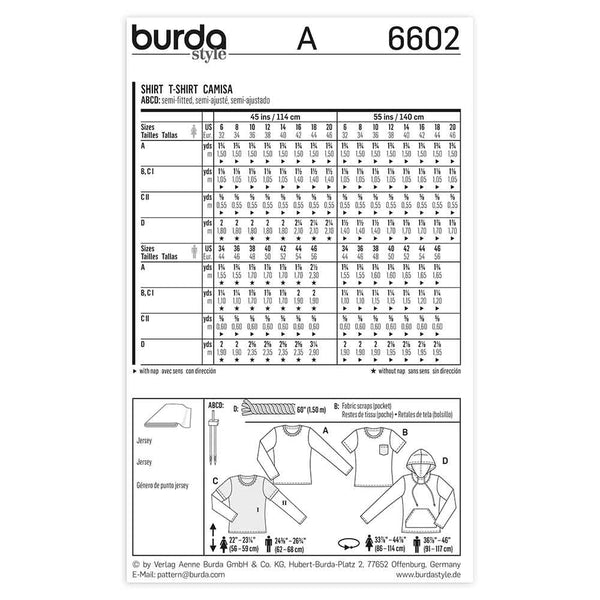 Pattern, Burda, 6602, Unisex T-Shirt, Shirt