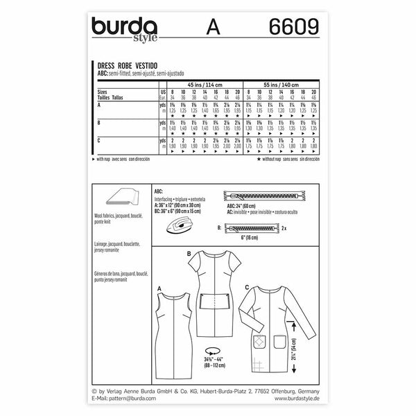 Pattern, Burda, 6609, Dress
