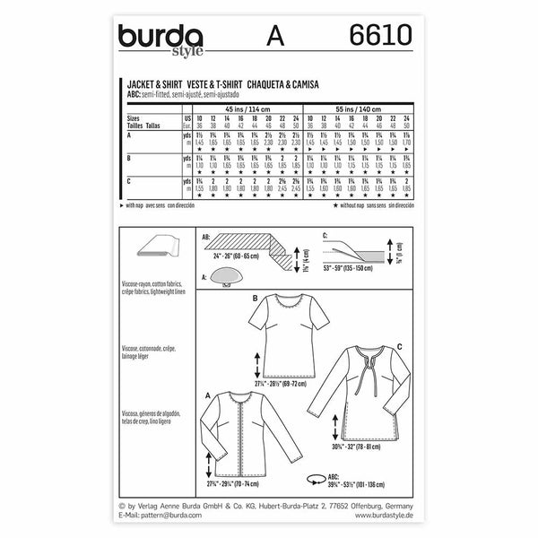 Pattern, Burda, 6610, Jacket, T-Shirt