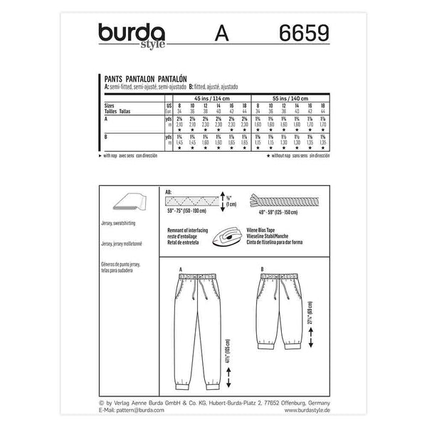 Pattern, Burda, 6659, Ladies Pants