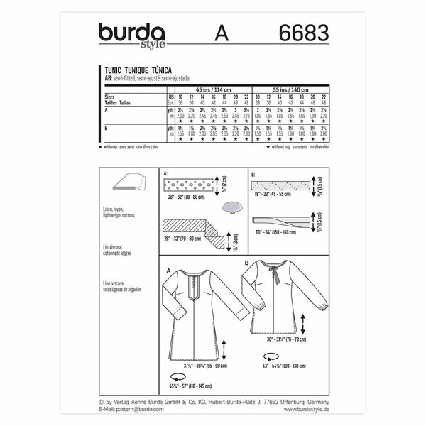Pattern, Burda, 6683, Ladies Tunic