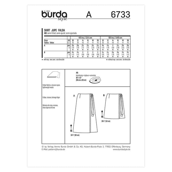 Pattern, Burda, 6733, Wrap Skirt