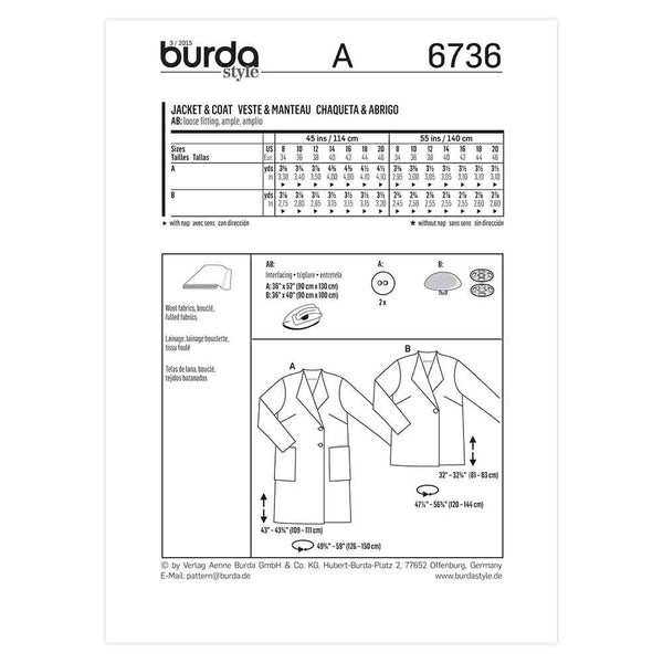 Pattern, Burda, 6736, Outdoor Jacket