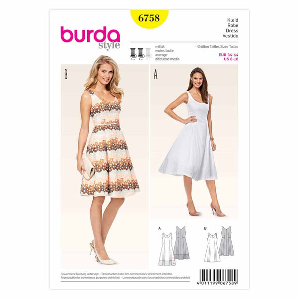 Pattern, Burda, 6758, Ladies Dress