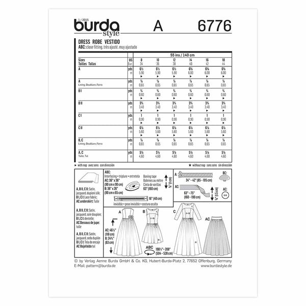 Pattern, Burda, 6776, Evening/Bridal Dress