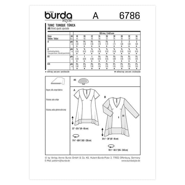 Pattern, Burda, 6786, Women's Plus Size Top