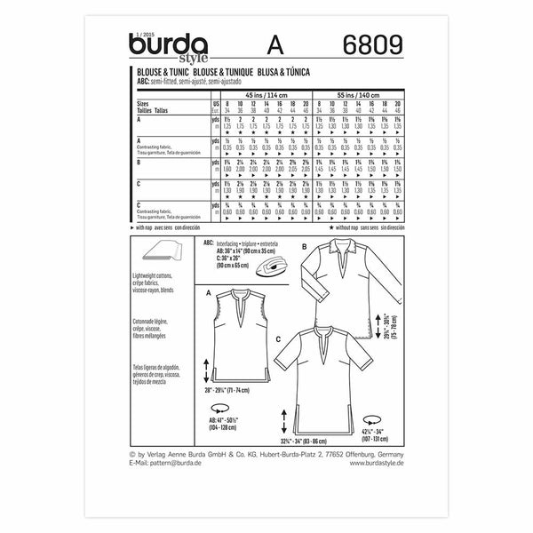 Pattern, Burda, 6809, Women's Top