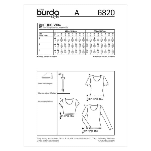 Pattern, Burda, 6820, Top