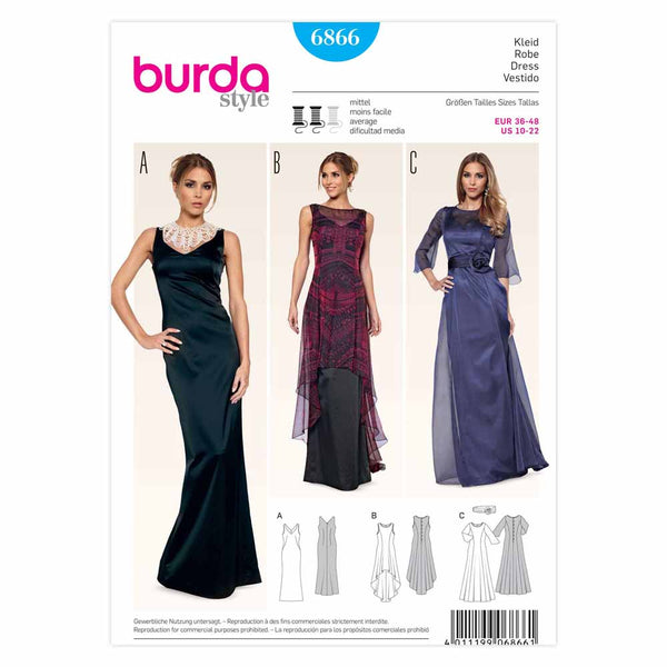 Pattern, Burda, 6866, Evening/Bridal Dress