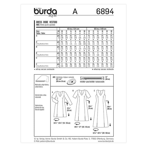 Pattern, Burda, 6894, Dress