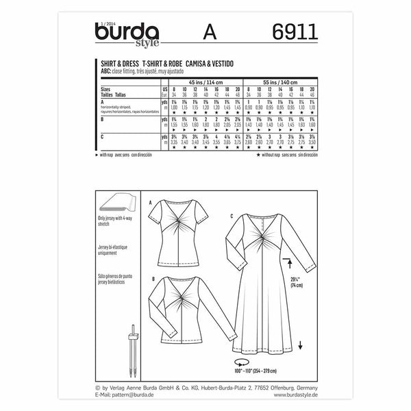 Pattern, Burda, 6911, Ladies Dress/Top
