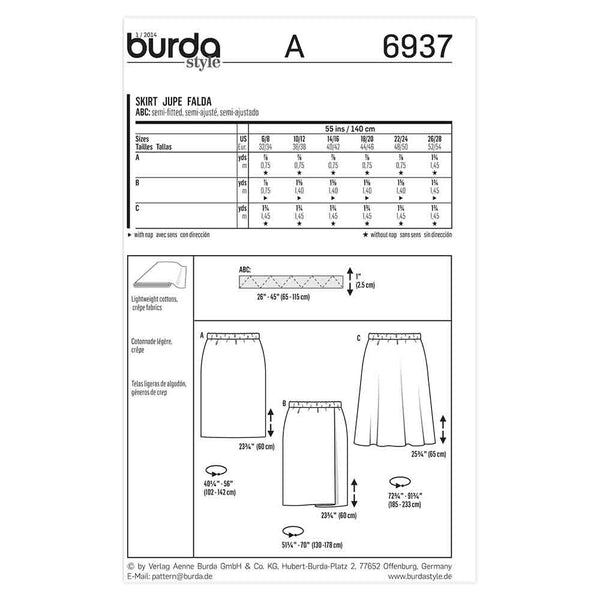 Pattern, Burda, 6937, Skirt