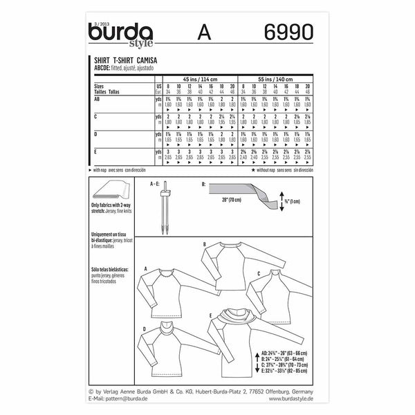 Pattern, Burda, 6990, Tops