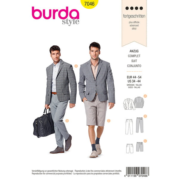 Pattern, Burda, 7046, Jacket and Pants, Menswear