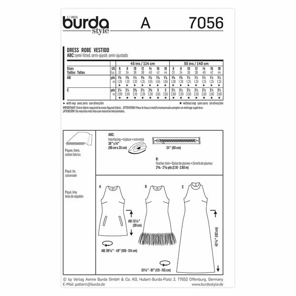 Pattern, Burda, 7056, Dress