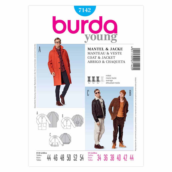 Pattern, Burda, 7142, Coat, Jacket, Mens