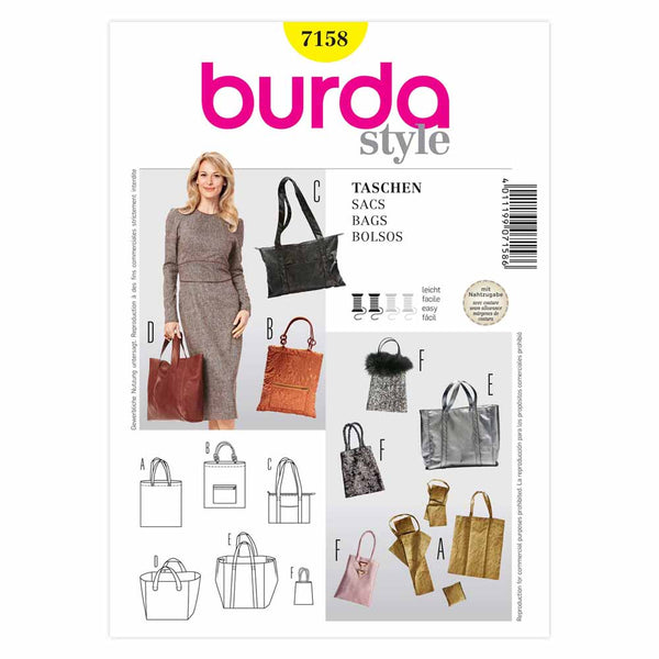 Pattern, Burda, 7158, Stylish Bags