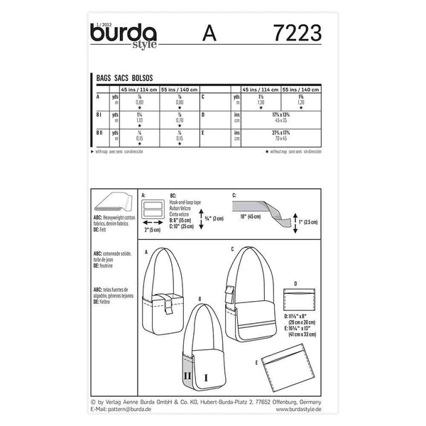 Pattern, Burda, 7223, Bag