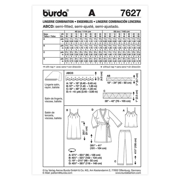 Pattern, Burda, 7627, Lingerie
