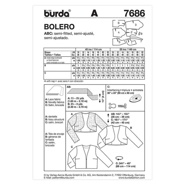 Pattern, Burda, 7686, Bolero