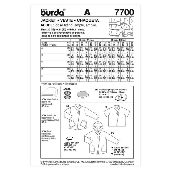 Pattern, Burda, 7700, Jacket