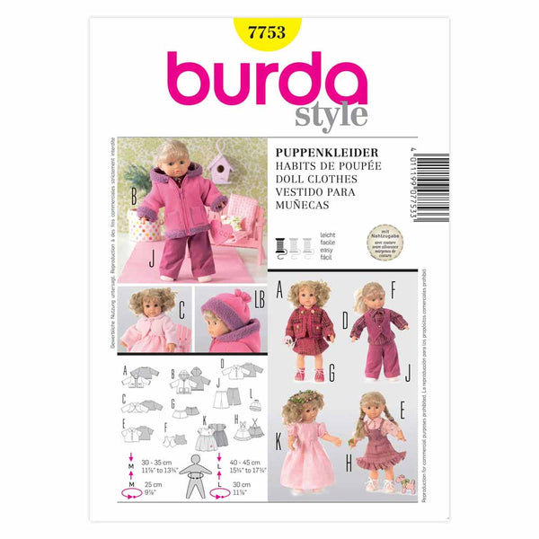 Pattern, Burda, 7753, Doll Clothes