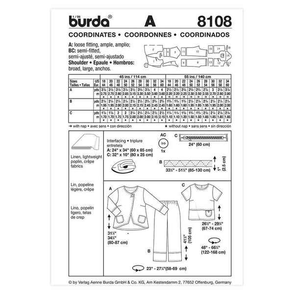 Pattern, Burda, 8108, Dress & Jacket, Plus Sizes