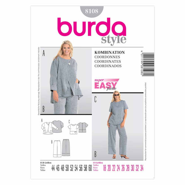 Pattern, Burda, 8108, Dress & Jacket, Plus Sizes