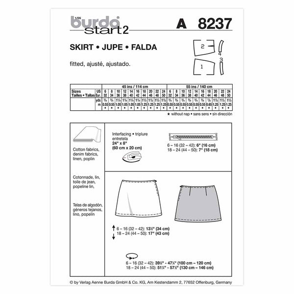 Pattern, Burda, 8237, Short Skirt Young