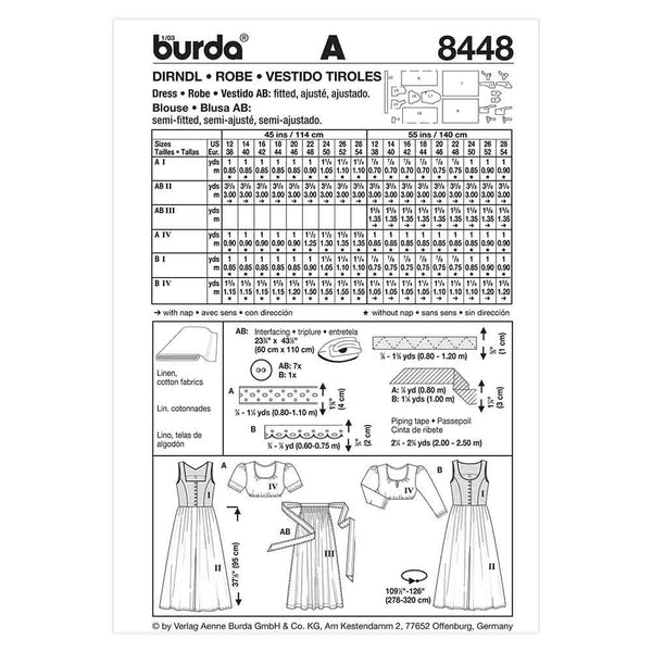 Pattern, Burda, 8448, Dirndl