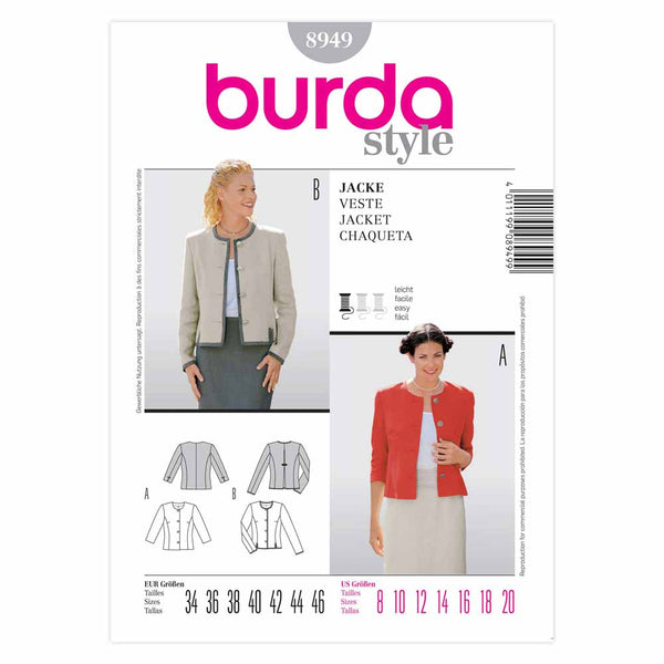 Pattern, Burda, 8949, Jacket