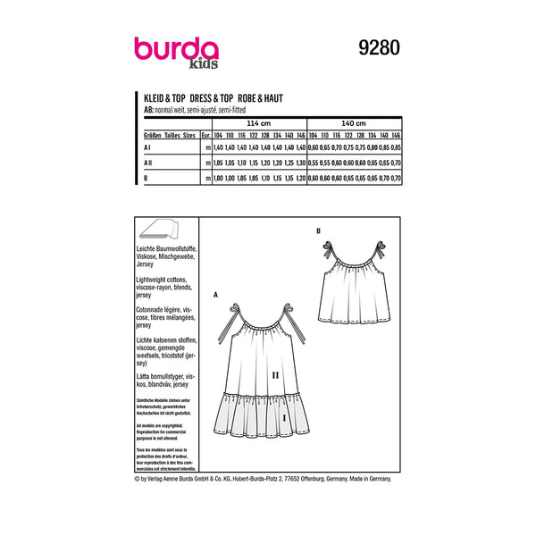 Pattern, Burda, 9280, Dress/Top, Kids