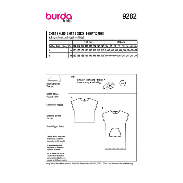 Pattern, Burda, 9282, Dress/Shirt, Kids
