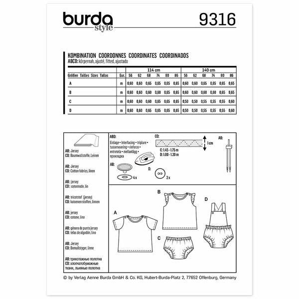 Pattern, Burda, 9316, Baby Coordinates